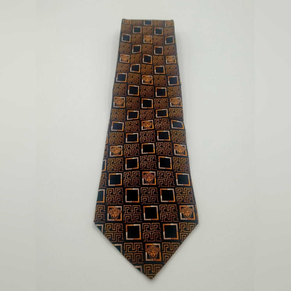 Vintage Silk Gold and Black Versace Tie